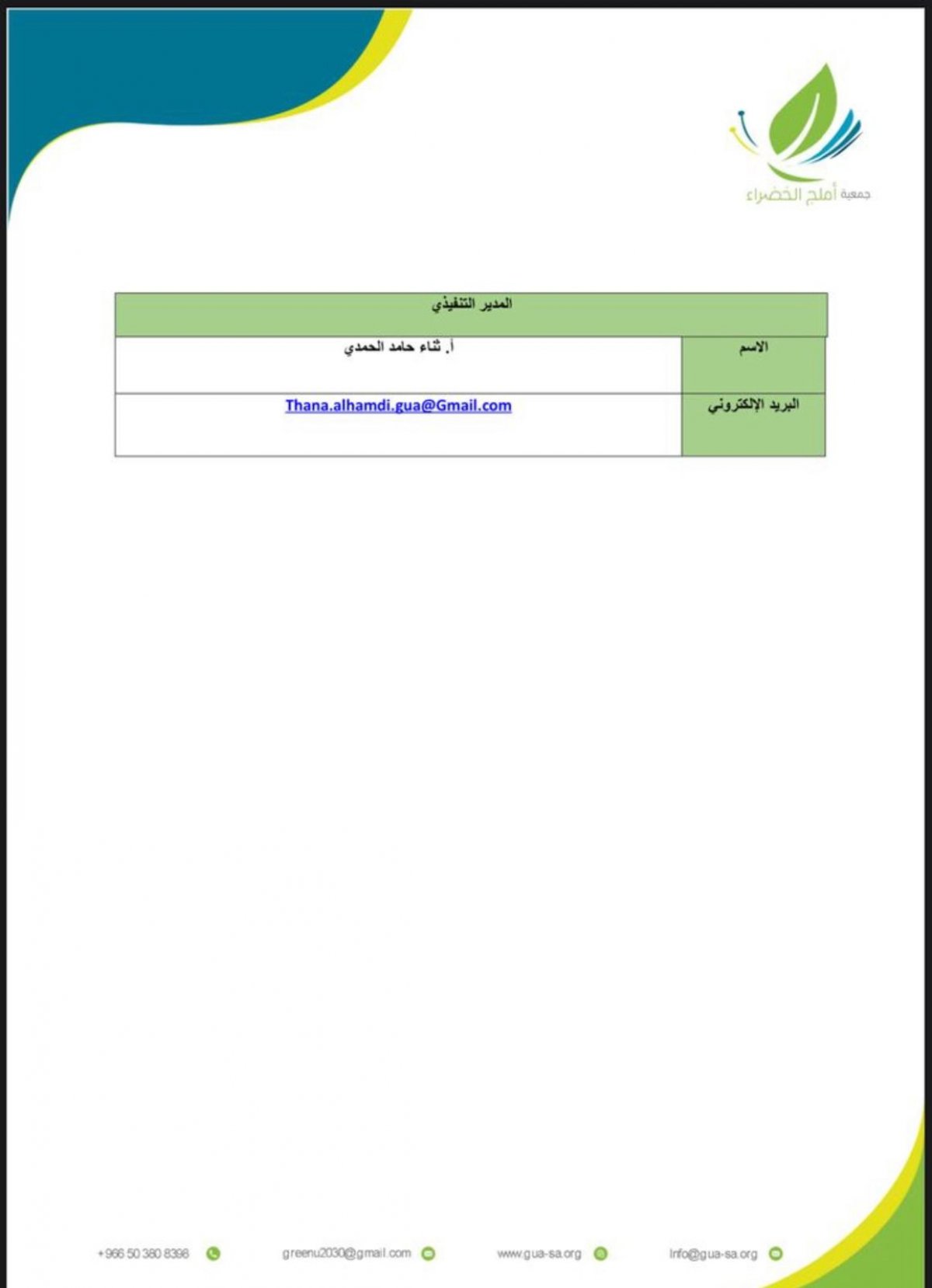 بيانات المدير التنفيذي
